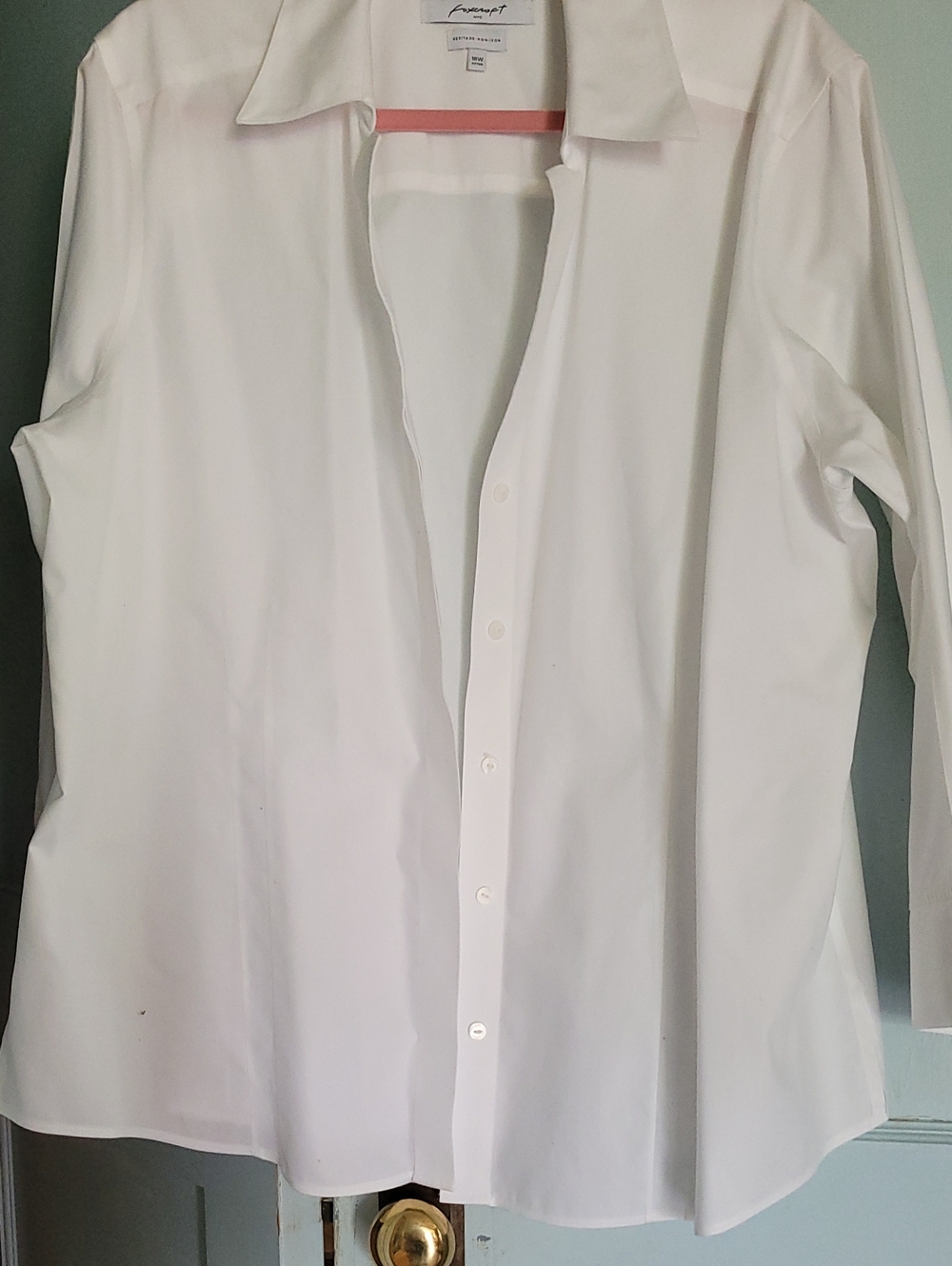 Womens 18W Foxcraft White Poplin Blouse  Non-Cuffed Sleeves